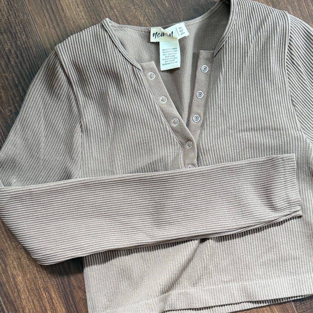 Tan Ribbed Crop Top